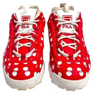 FILA Disruptor 2 PRM Repeat Red White Polka Dot Ladies size 10